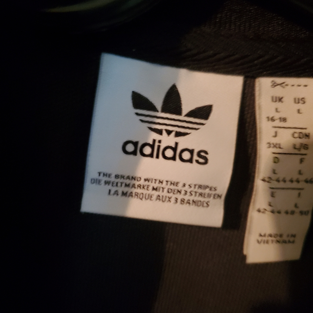 Adidas Womens Black Snake Print Track Jacket with 3 White Stripes Large - Picture 4 of 4
